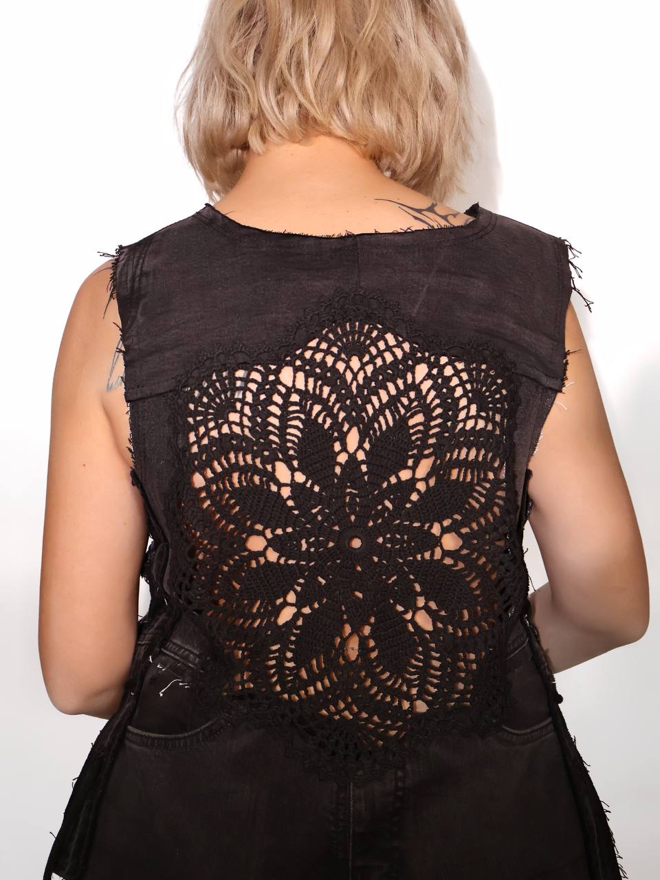Red ethnic jacquard rope top