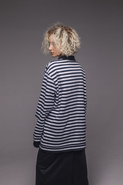 Warmed cotton bodysuit Oversize ink stripe