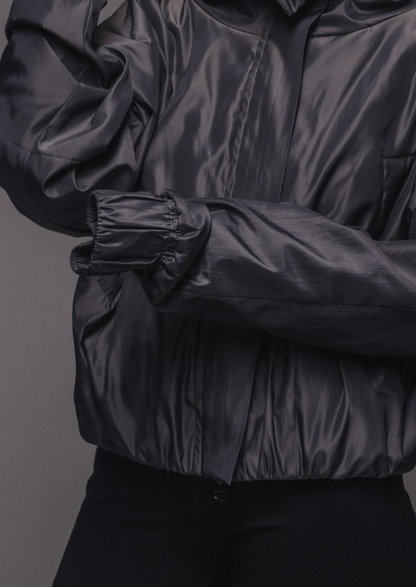 Thick metallic gray windbreaker jacket