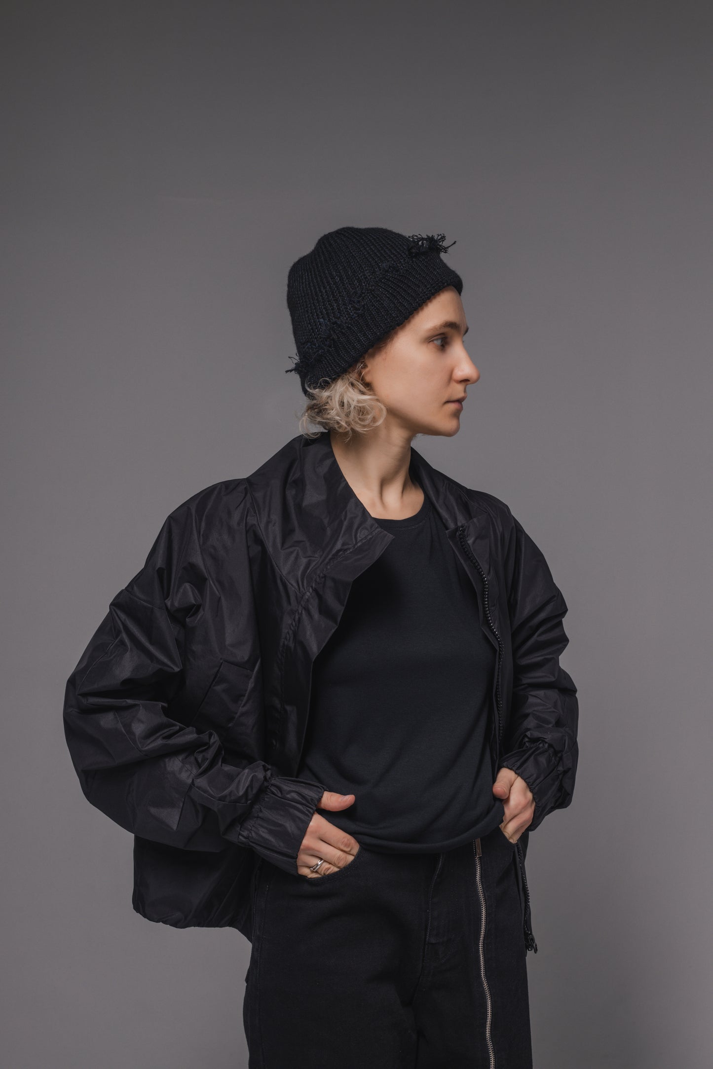 Black matte windbreaker jacket