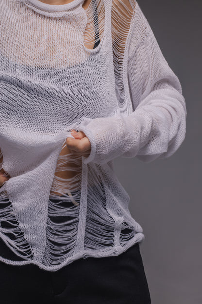 Light cotton outrageous white sweater