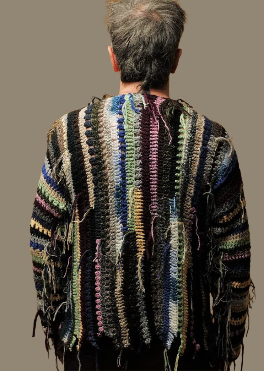 Men's sweater handcrafted Rasta thread fragments