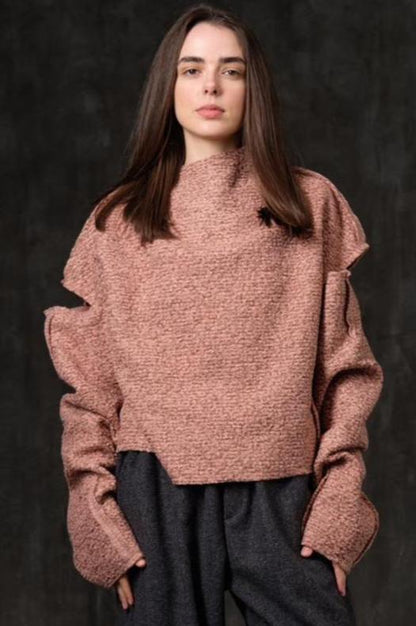 Sweater open shoulders lamb powder