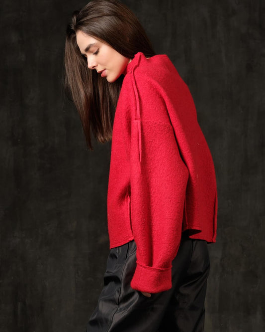 Sweater textile red wool