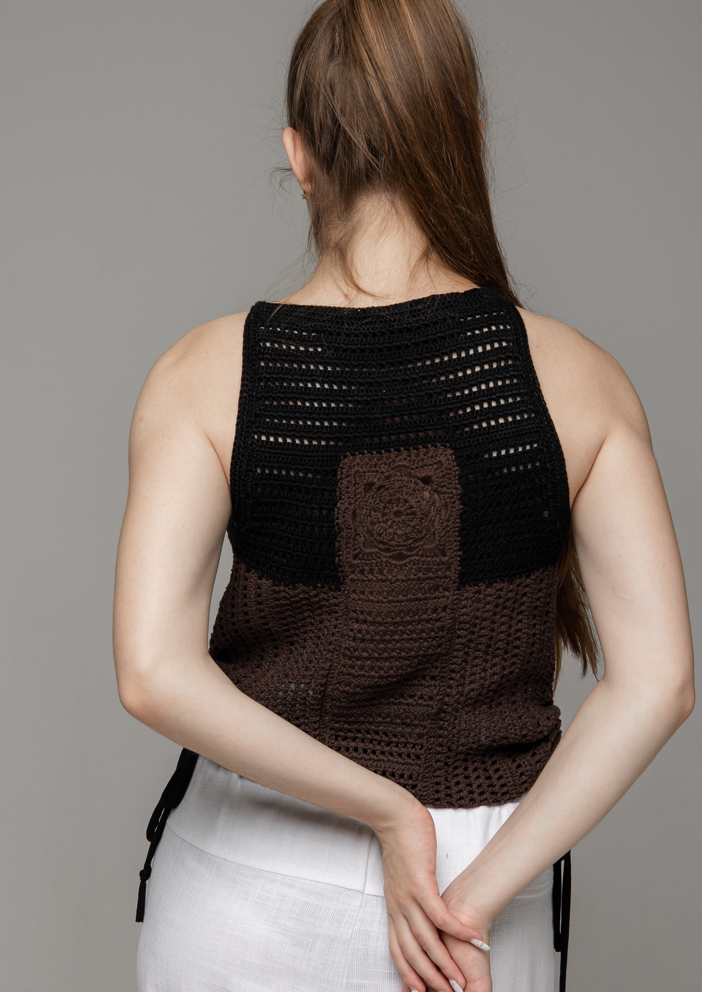 Top knitted brown handcrafted