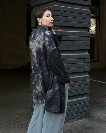 Oversize crumpled hand-dyed graphite jacket