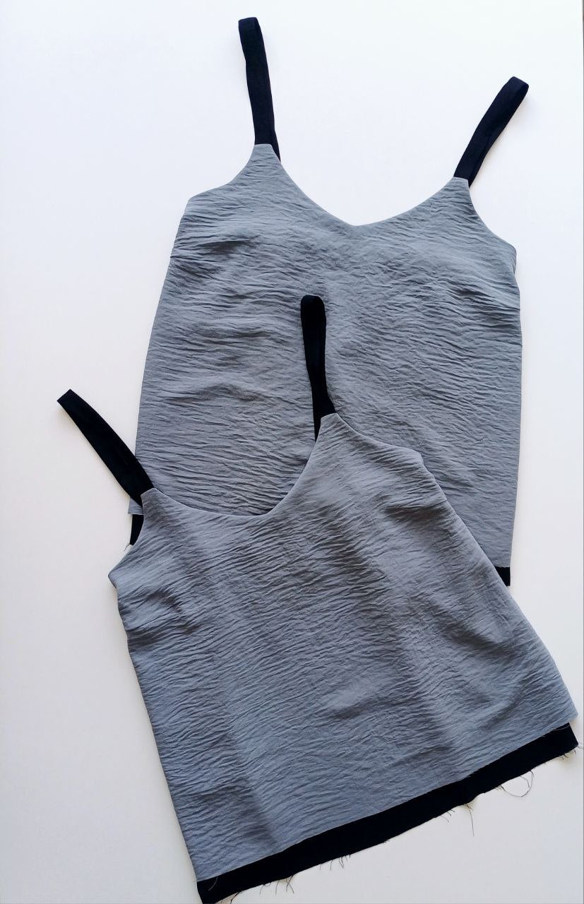 Light gray wide straps linen top