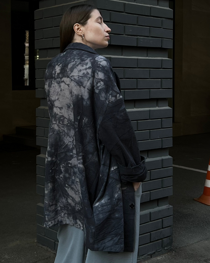 Oversize crumpled hand-dyed graphite jacket