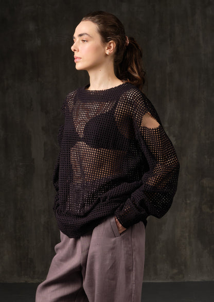 Sweatshirt - mesh black