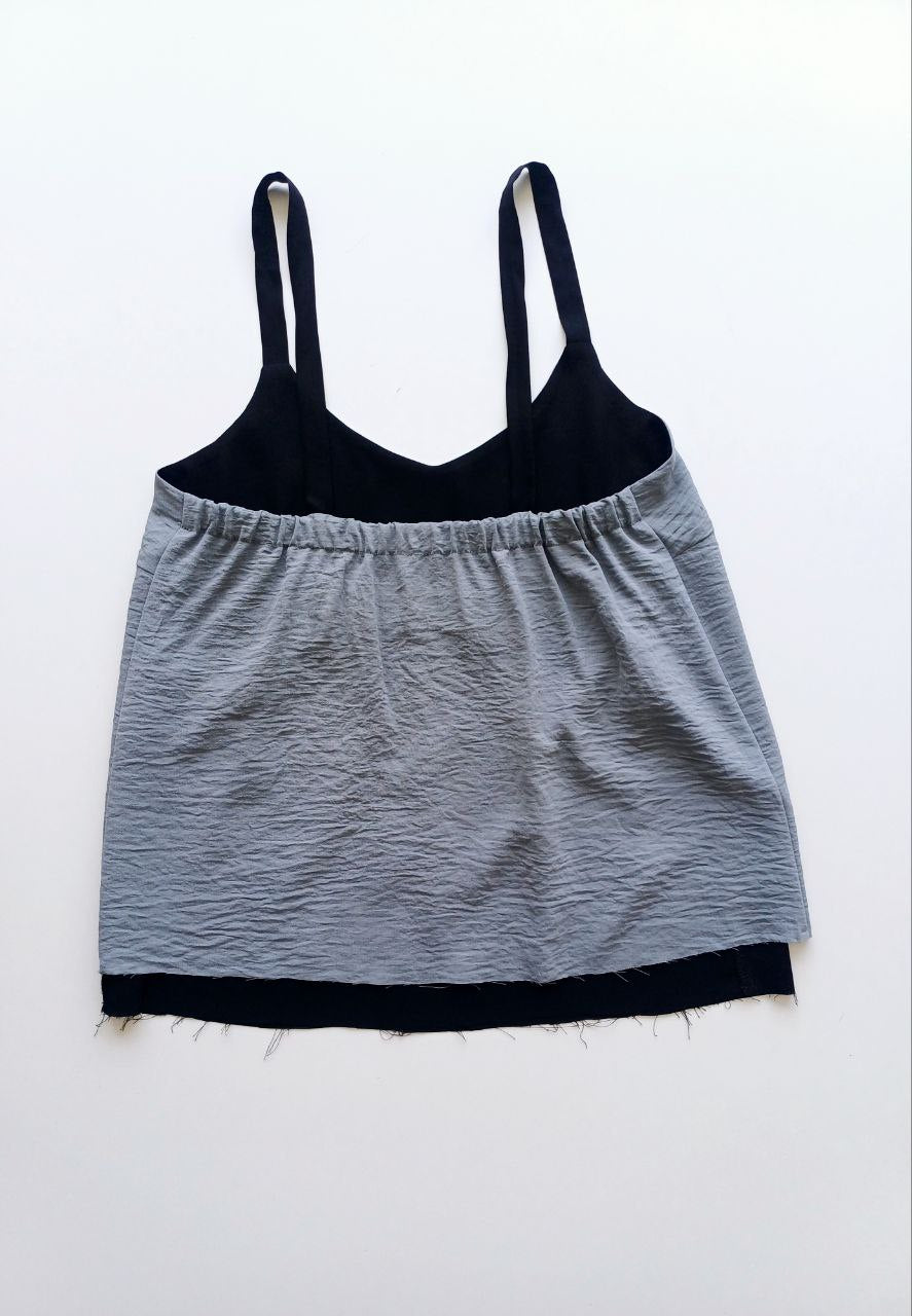 Light gray wide straps linen top