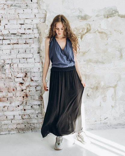 Long cotton light black skirt