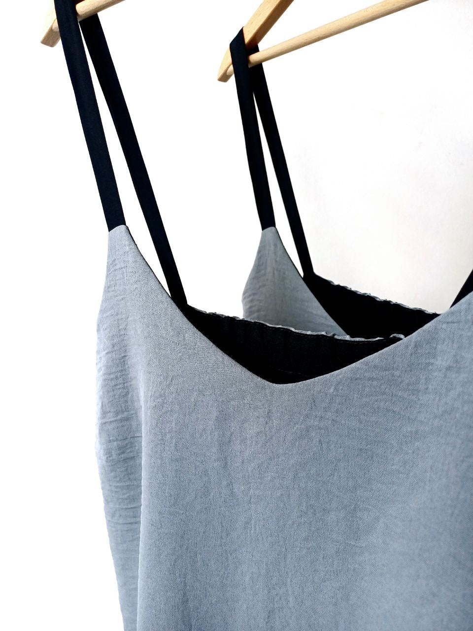 Light gray wide straps linen top