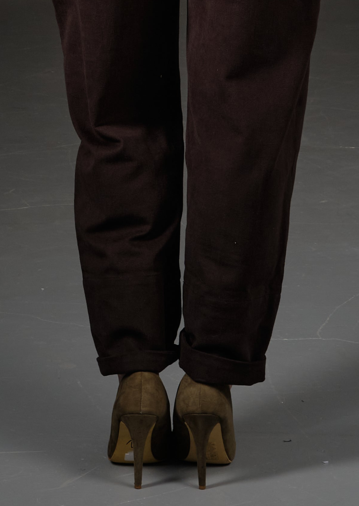 High-rise cotton deep brown  pants