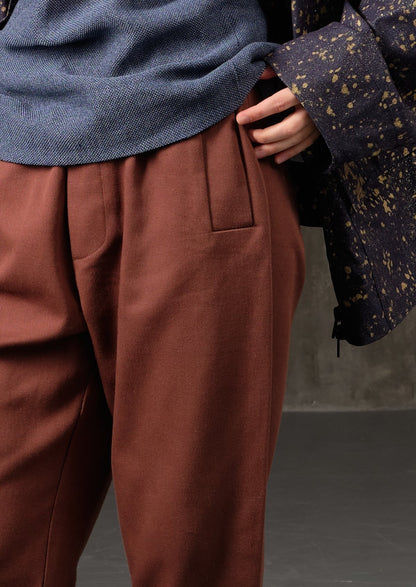 High-rise cotton black color pants cinnamon color