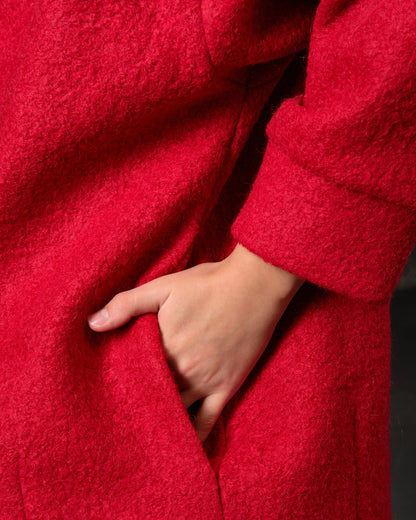 Hoodie woolen red long