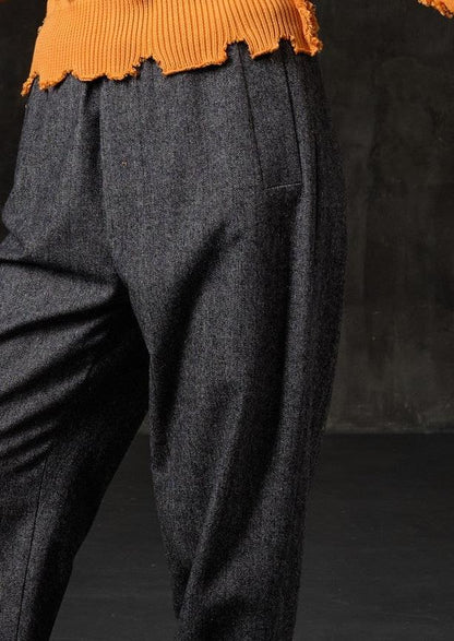 Dark gray woolen tweed pants