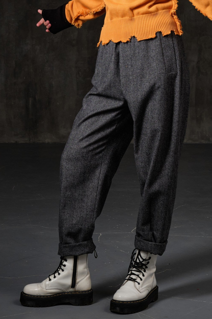 Dark gray woolen tweed pants