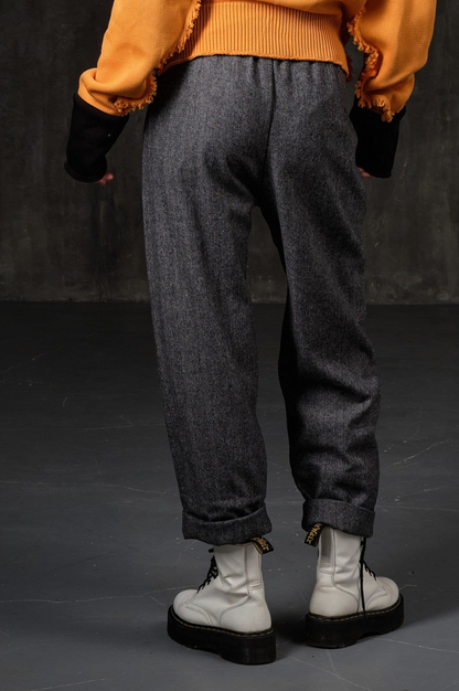 Dark gray woolen tweed pants