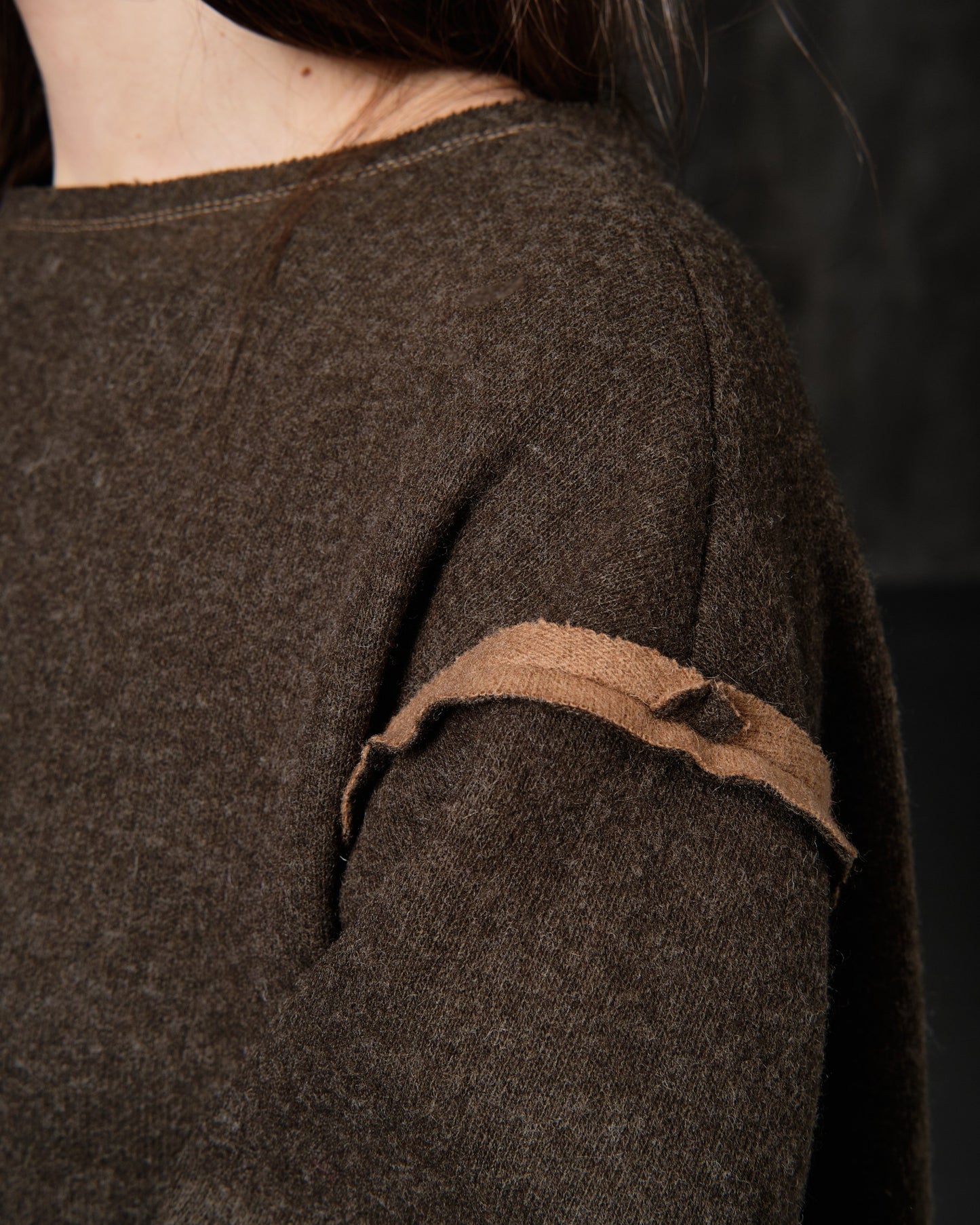 Sweater textile wool khaki - sand