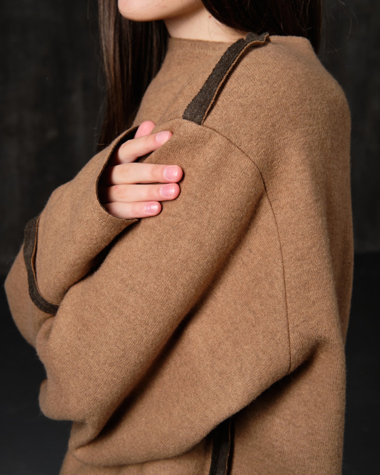 Sweater textile wool khaki - sand