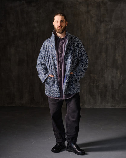 Coat unisex jacquard geometric ornament