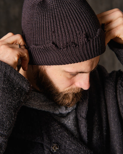 Black ragged rap hat