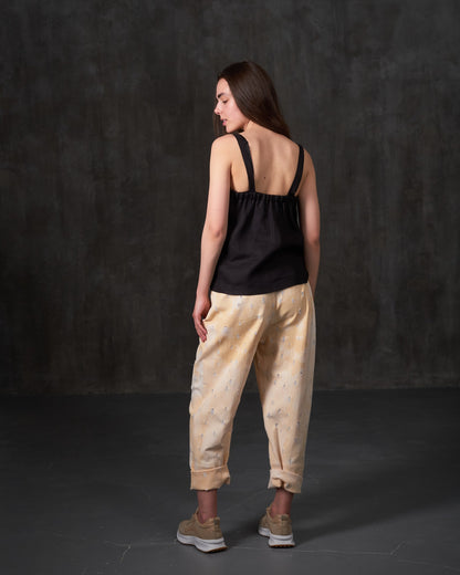 High-rise cotton sand color pants