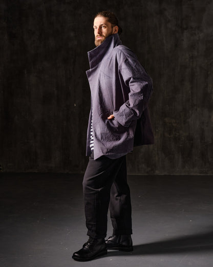 Hand-dyed gray cotton coat-jacket