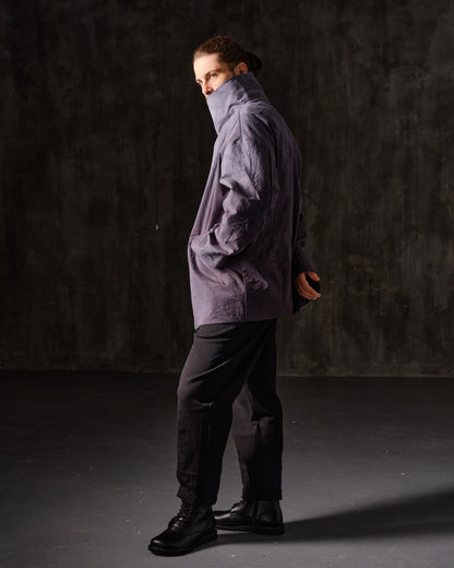 Hand-dyed gray cotton coat-jacket