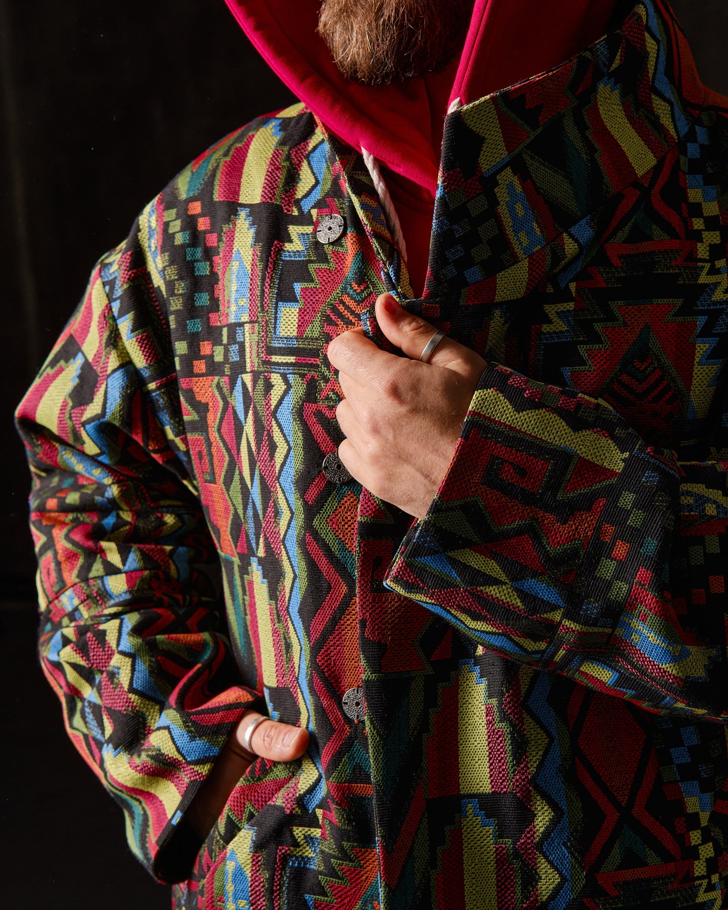 Unisex coat, geometric pattern, 2 colors