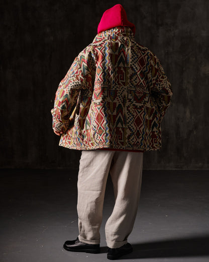Coat unisex jacquard geometric ornament