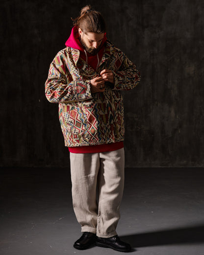 Coat unisex jacquard geometric ornament