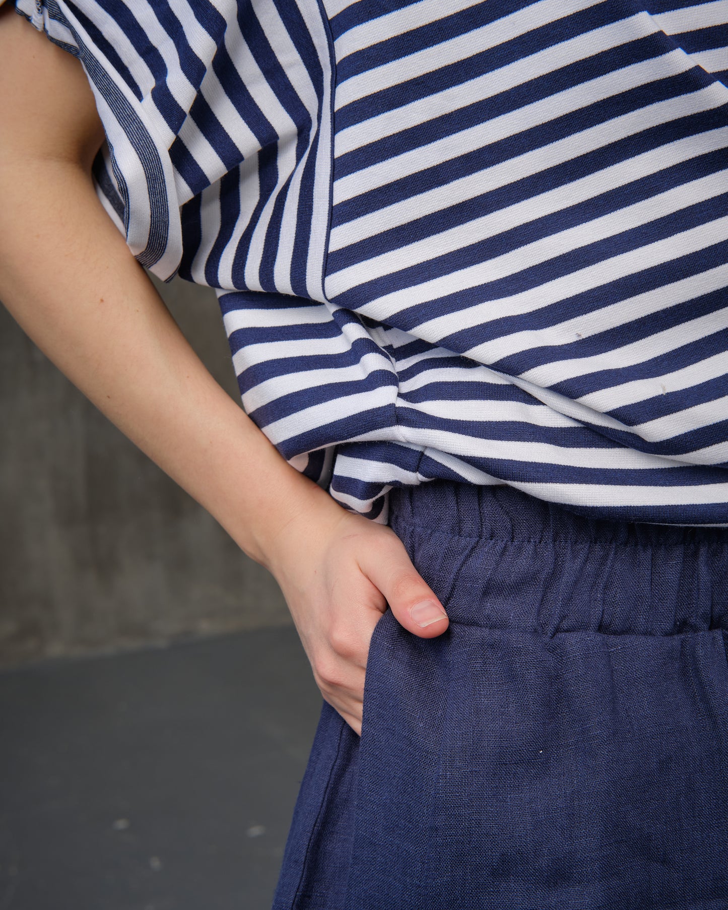 T-shirt Over medium length jersey in a stripe