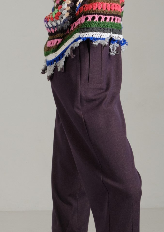 High-rise elastic jeans tapered violet pants