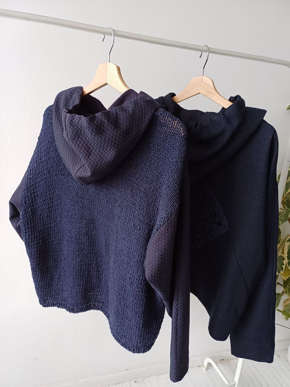 New office blue shirt with a knitted back
