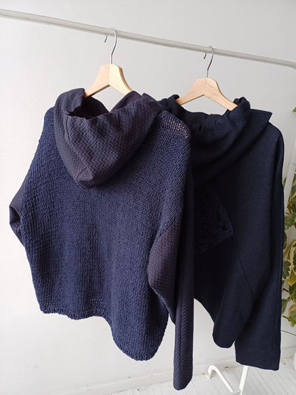 New office blue shirt with a knitted back