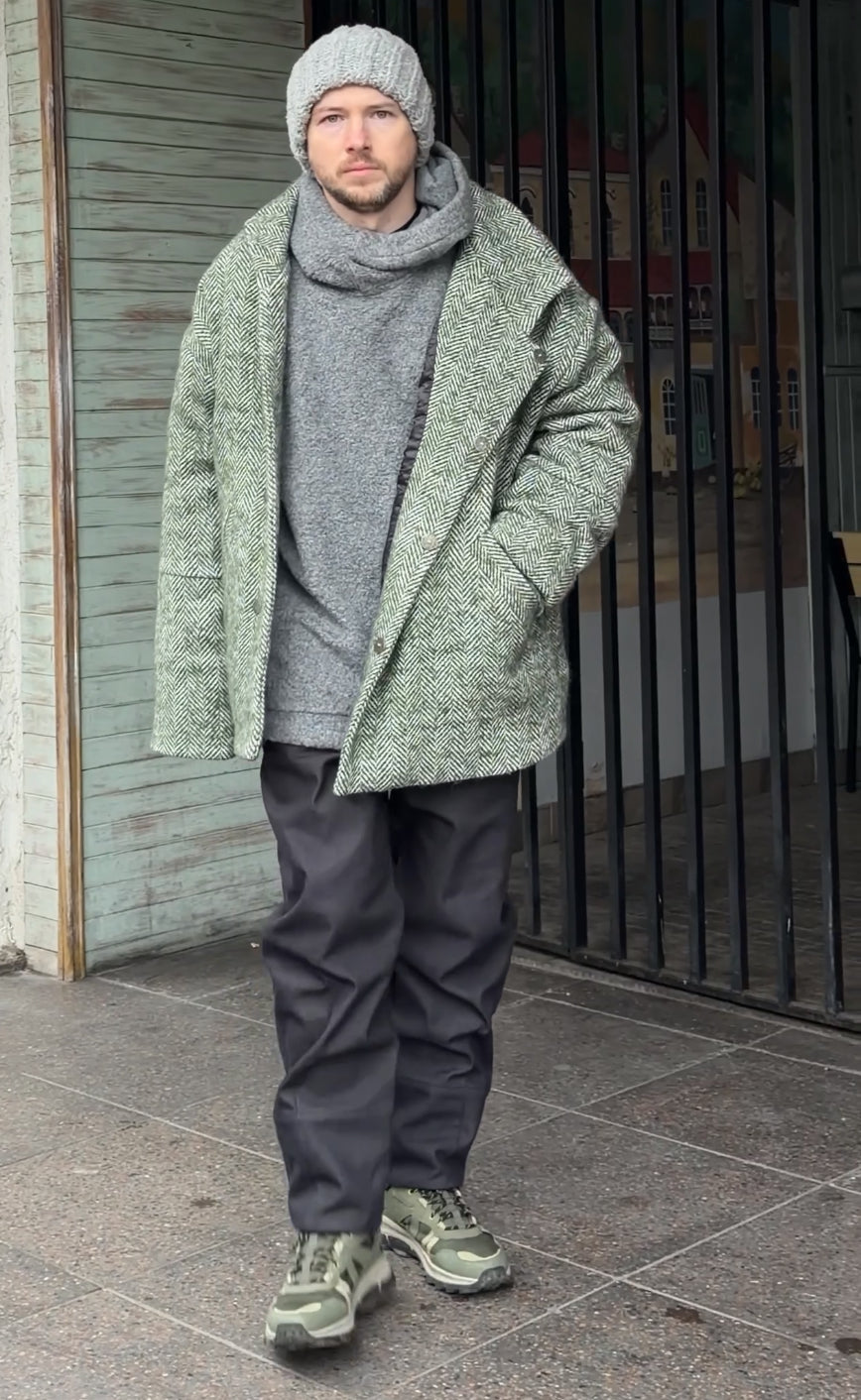 Пальто вовняне зелене чоловіче