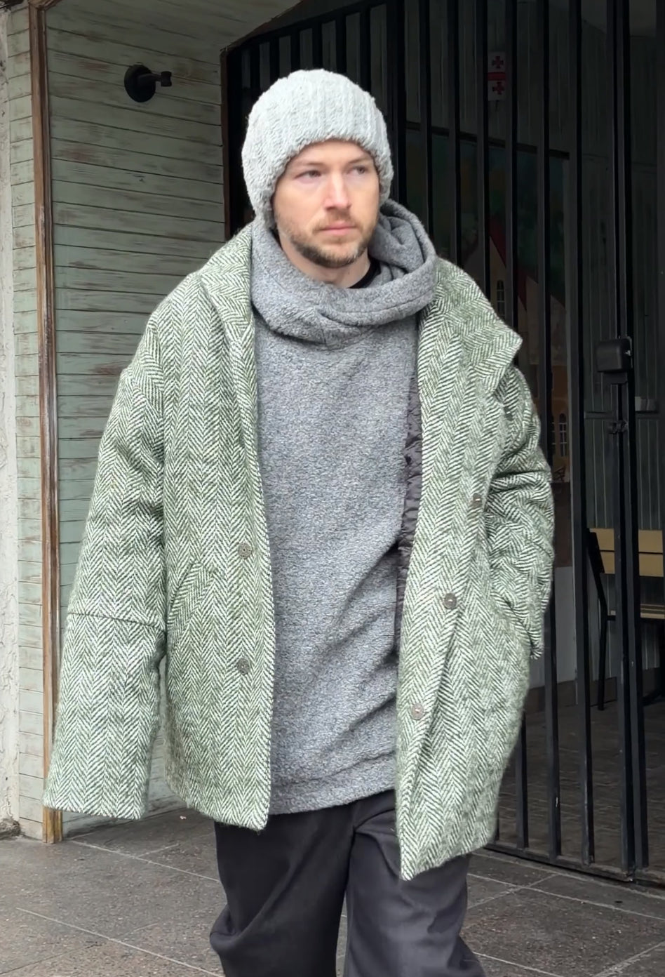 Пальто вовняне зелене чоловіче