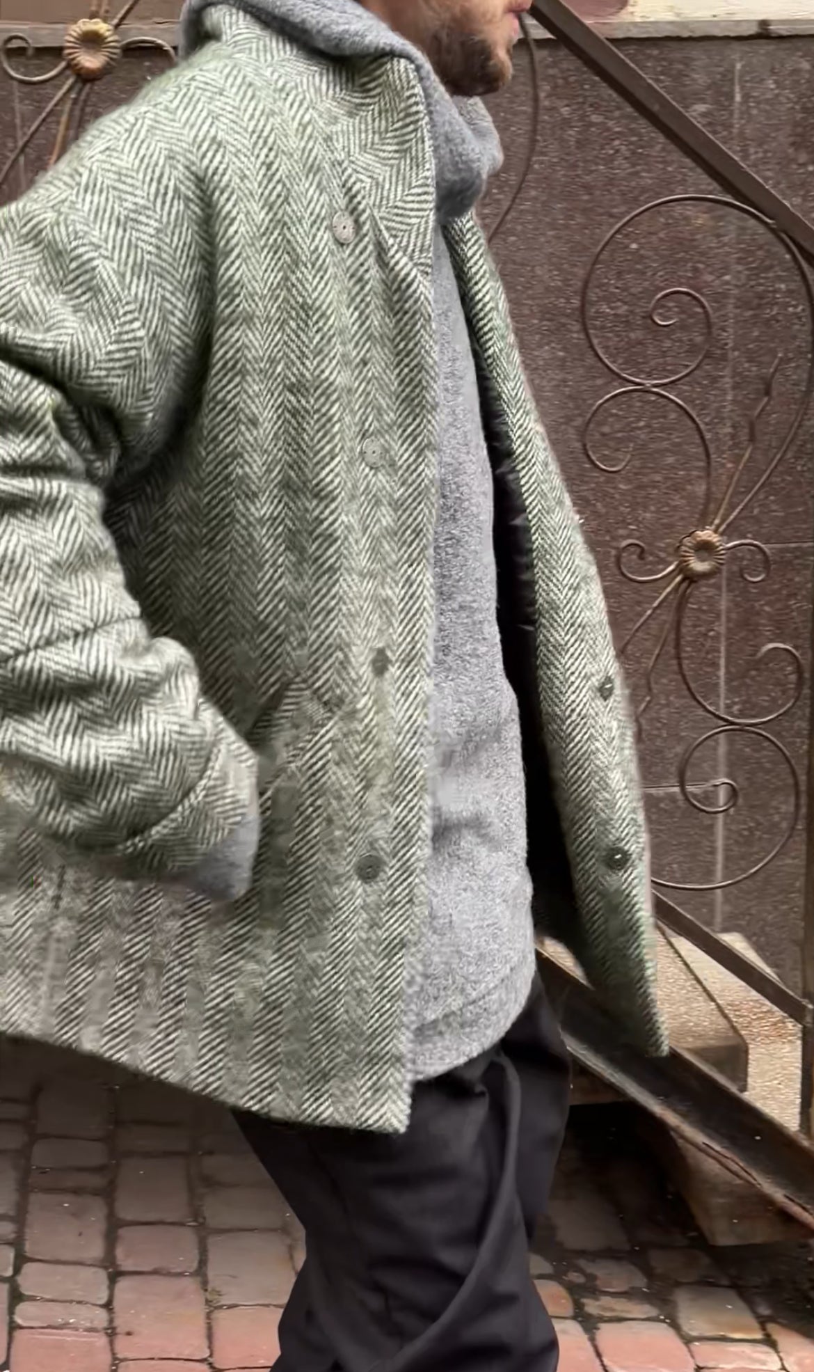 Пальто вовняне зелене чоловіче