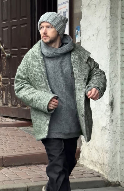 Пальто вовняне зелене чоловіче