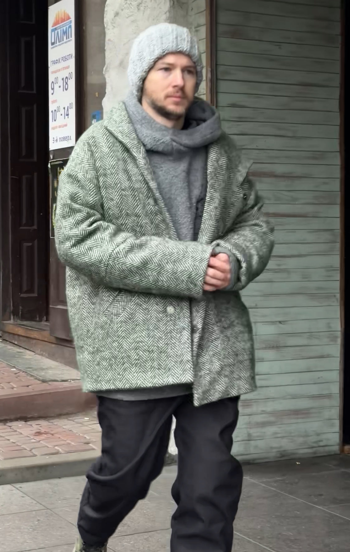 Пальто вовняне зелене чоловіче