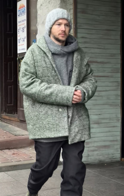 Пальто вовняне зелене чоловіче