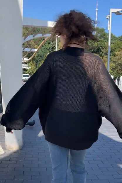 Світшот чорний бавовняний з оздобами - "квіти"