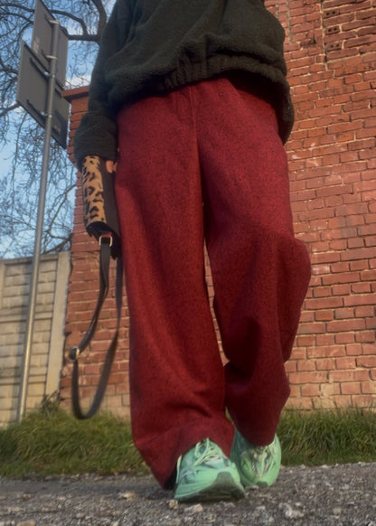 Червоні вовняні беггі штани 78% вовни