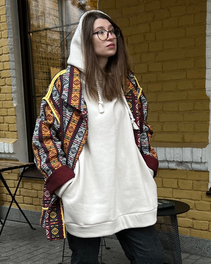 Cotton jacquard coat made of vintage fabric