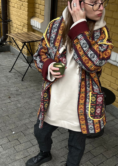 Cotton jacquard coat made of vintage fabric