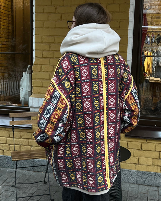 Cotton jacquard coat made of vintage fabric