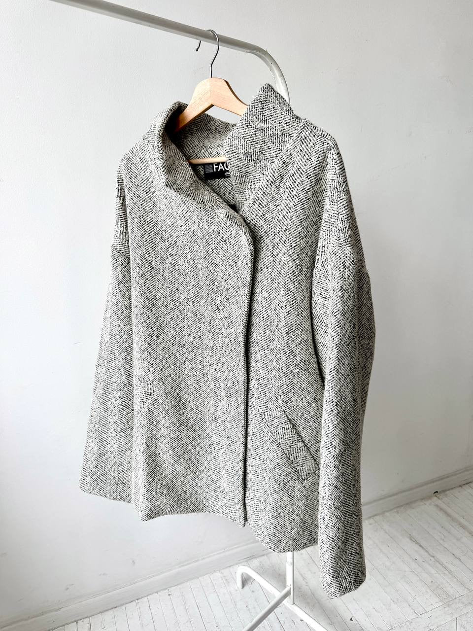 Unisex wool coat blue tweed