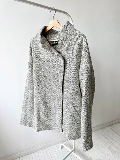 Unisex wool coat blue tweed