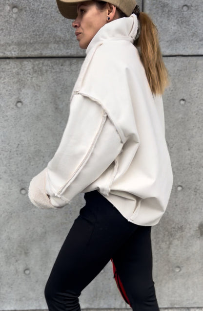 Хутряний кремовий двосторонній анорак